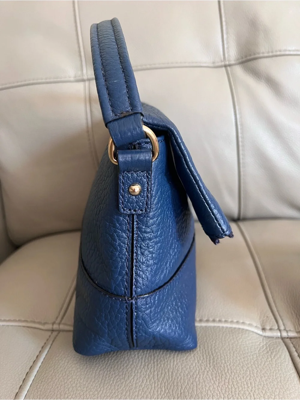 Kate Spade New York Avenue Blue Leather Cross Body Bag with Tassel
